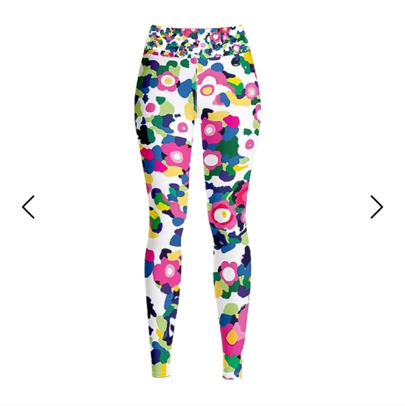 Jessie Zhao High Rise Yoga Leggings in Pink Garden Print Sz Small NWOT - Picture 5 of 10